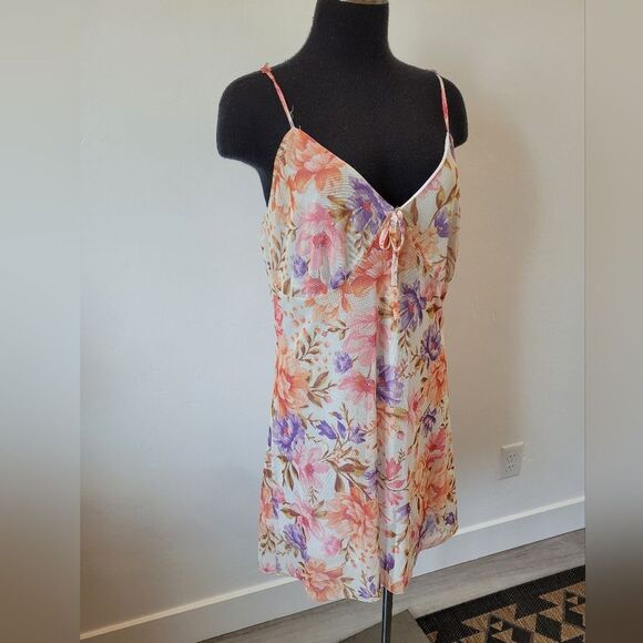 Luna Moon Floral Dress Y2K Babydoll Empire Waist Fairycore Whimsical Dainty L - Picture 2 of 11